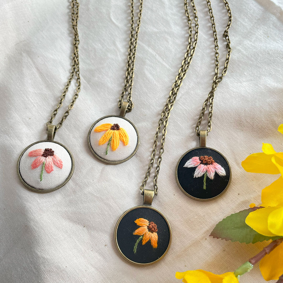 Hand-embroidered Cone Flower Necklace – Makers of Maryland