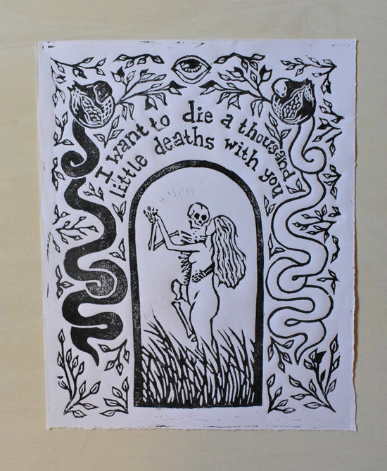 A Thousand Little Deaths 8”x10” Block Print unframed