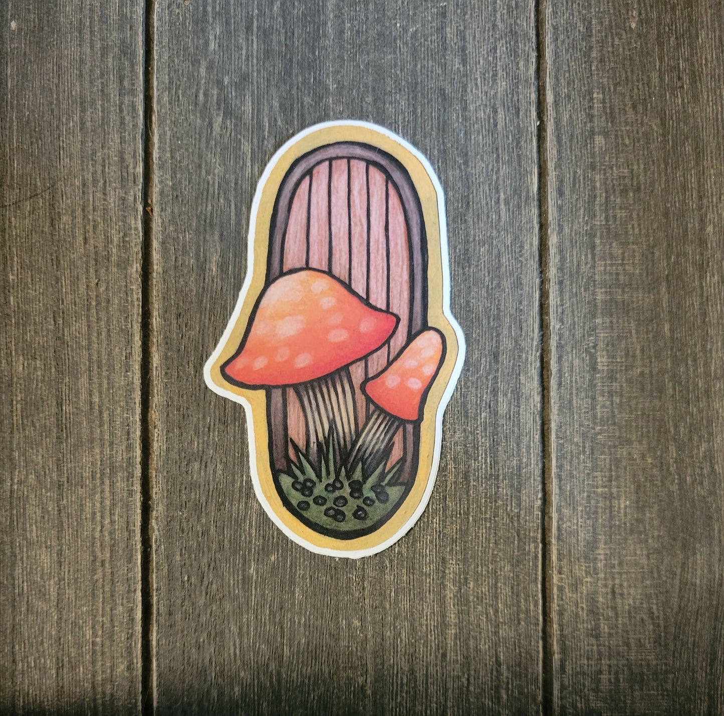Retro Mushroom Orange and Yellow Sticker