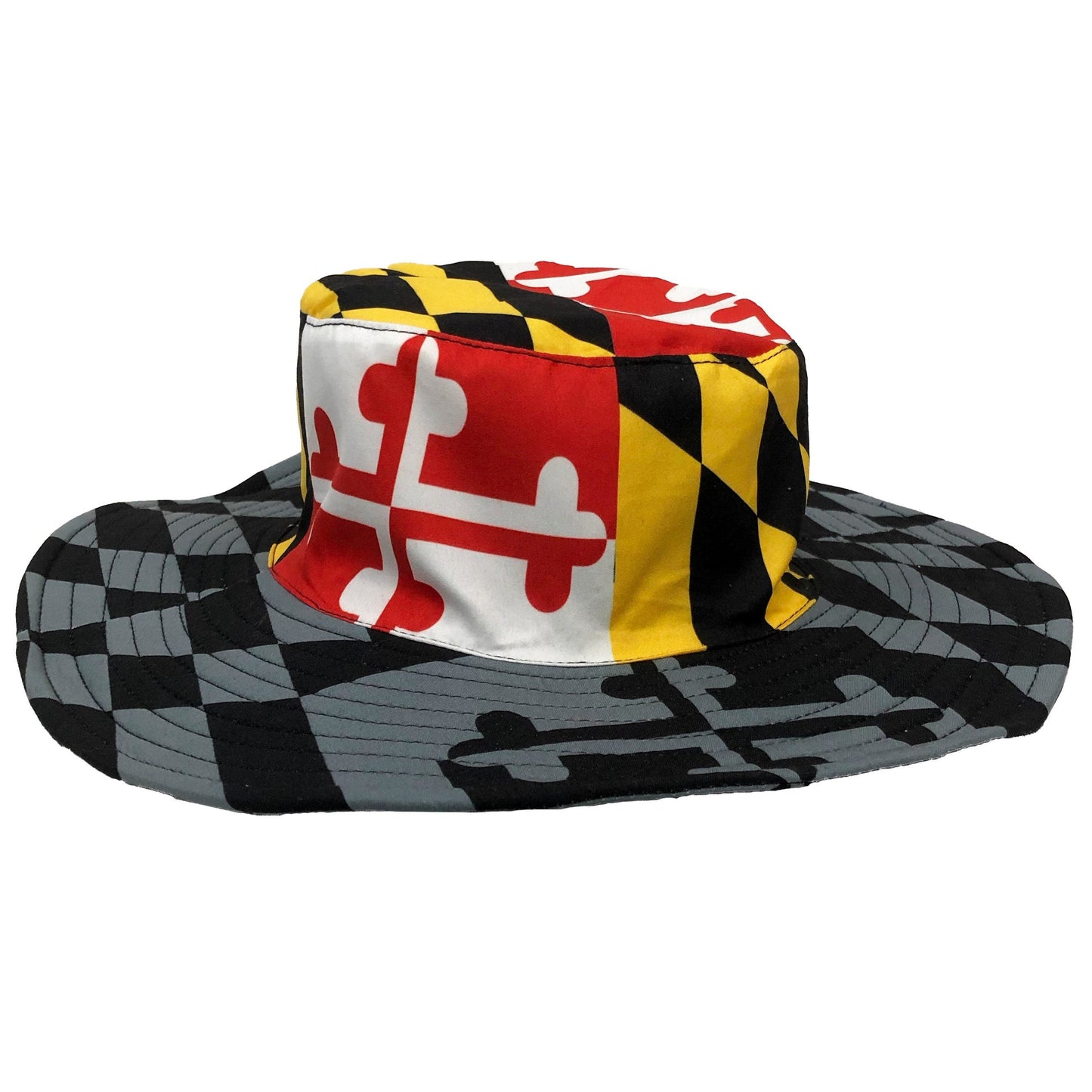 Load image into Gallery viewer, Maryland Flag with Greyscale Rim / Bucket Hat - Route One Apparel

