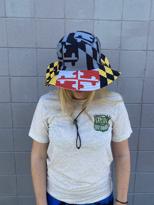 Greyscale with Maryland Flag Rim / Bucket Hat - Route One Apparel