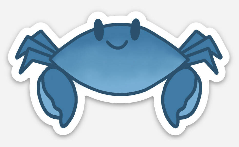 
            
                Load image into Gallery viewer, Happy Crab Sticker
            
        