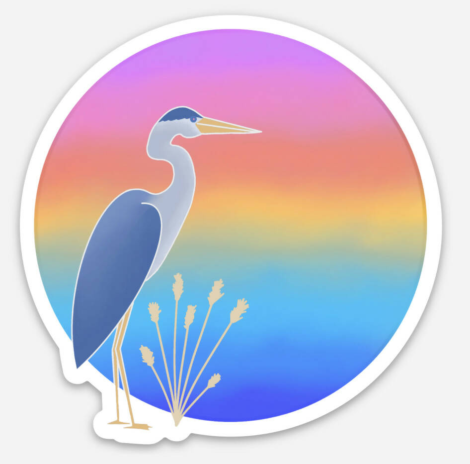 Rainbow Heron Sticker
